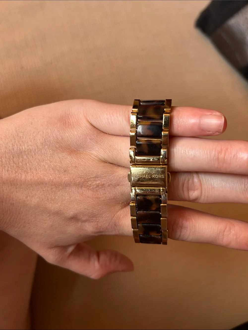 Michael Kors Gold and Tortoiseshell Link Crystal-Trim Watch MK-5688